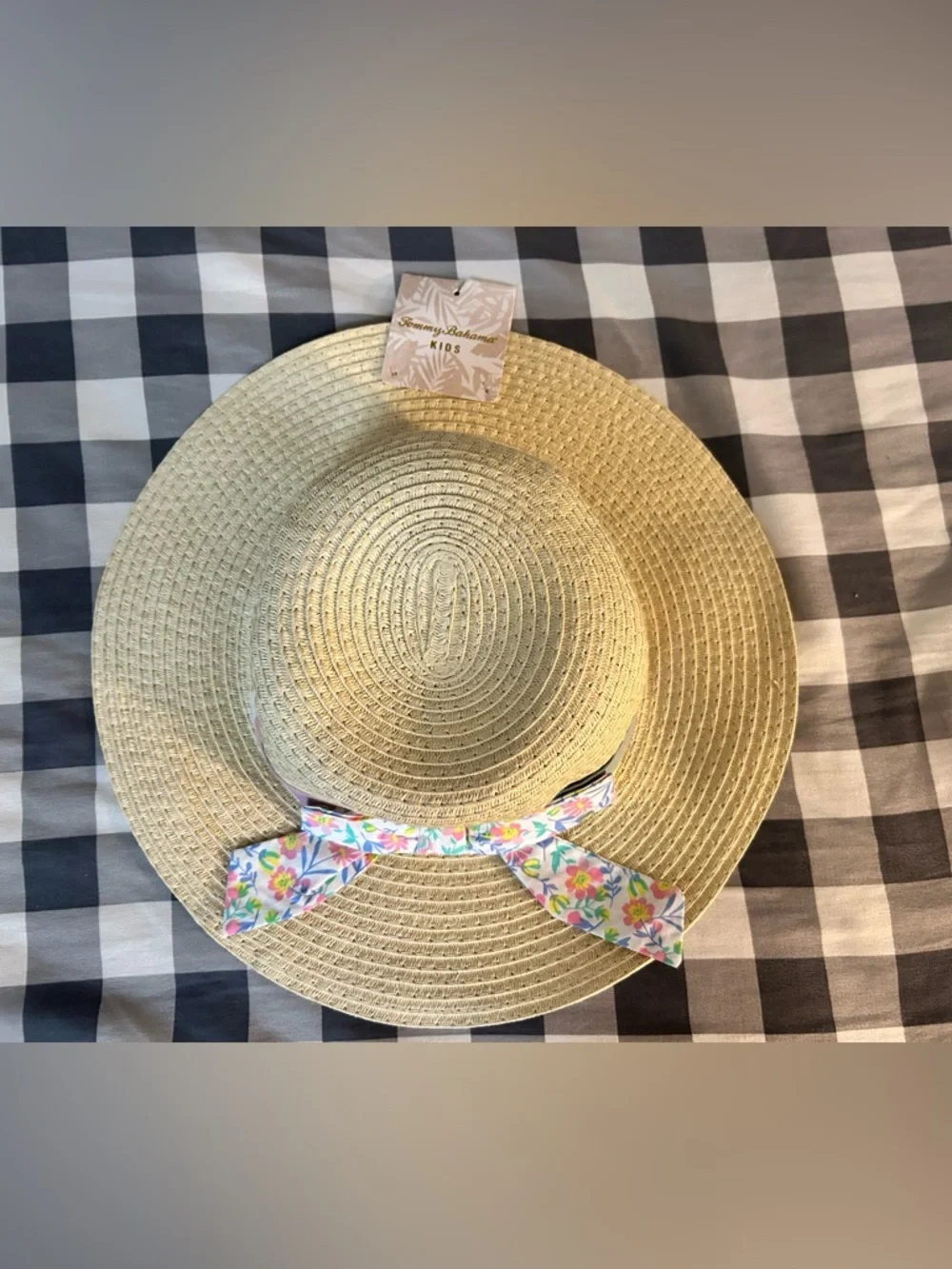 Tommy Bahama Kids Straw Sun Hat in Beige with Pastel Accent